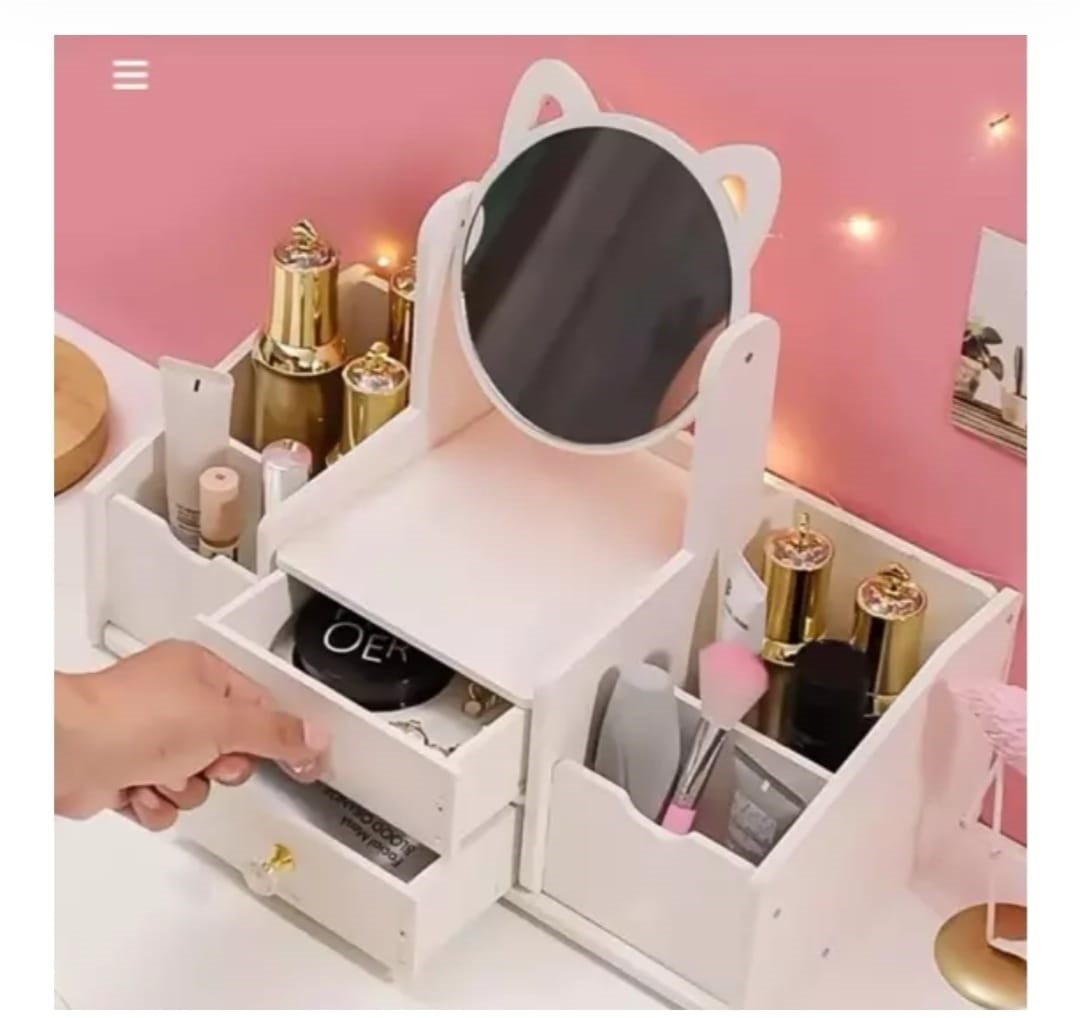 Oglinda de machiaj rotativa cu sertar cosmetice de depozitare caseta de depozitare bijuterii