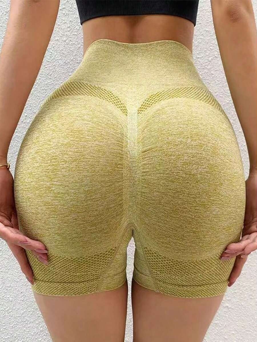Pantaloni Scurti pentru Yoga, Colanti Modelatori, Talie inalta, Verde