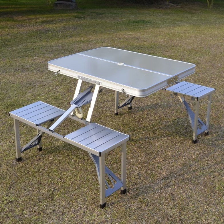 Masa pliabila picnic tip geamantan cu scaune, Aluminiu