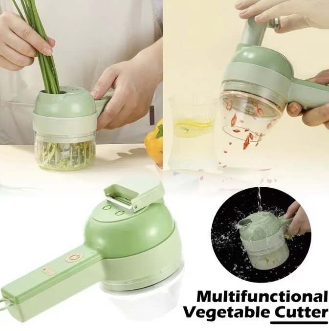 Taietor legume electric portabil 5 in 1, Fara fir, Verde