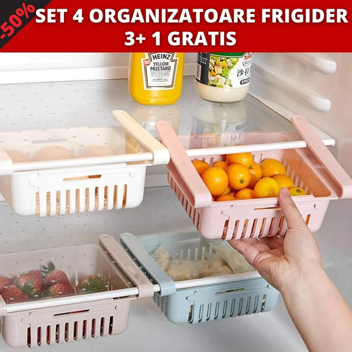 SET 4 ORGANIZATOARE FRIGIDER 3+1 