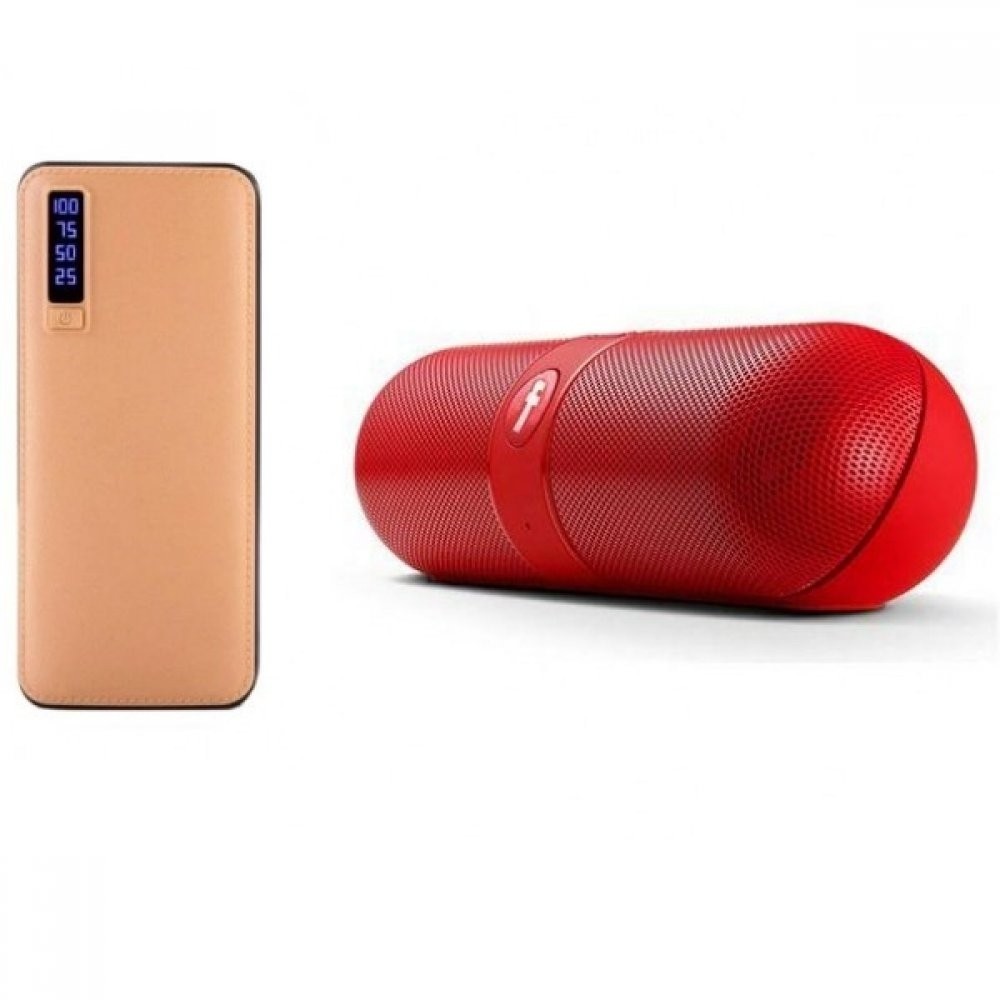 PACHET: BATERIE EXTERNA SMART POWER BANK 20000 MAH, 3 X USB + BOXA PORTABILA CU BLUETOOTH, RADIO FM, USB, CARD CU SUNET PUTERNIC