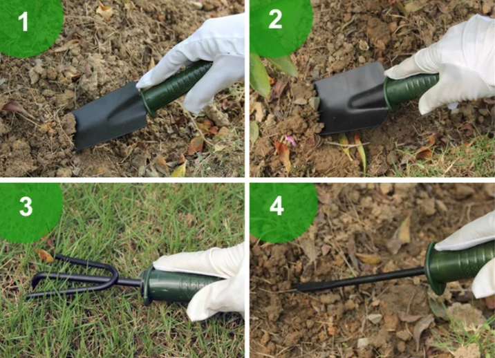 Set 4 unelte pentru gradinarit cu maner verde