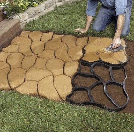 Matrita gradina cu contur pentru turnat pavaj din beton 35 x 35 cm