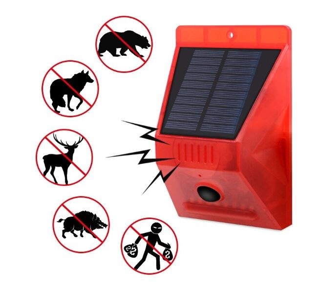 Set alarma de securitate solara, ANDOWL, ABS, Incarcare solara, Rosu/Negru