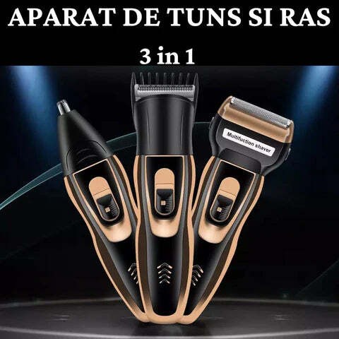 Aparat de ras si tuns, 3 in 1, cu indicator de incarcare