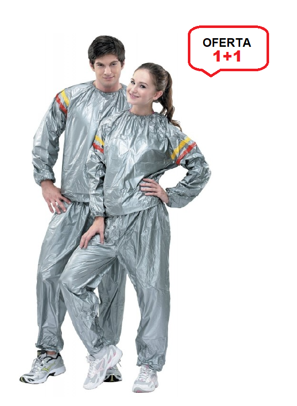 OFERTA 1+1 Costum sauna pentru slabit, unisex, format din 2 parti, gri