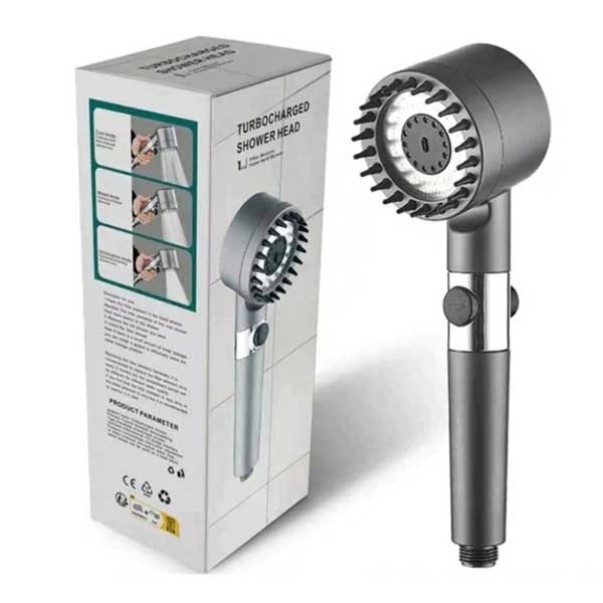 Cap de dus de inalta presiune HydroFlex Shower, 3 functii diferite, perie atasata