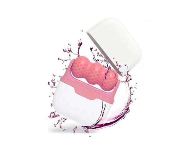 Aparat de masaj IceRoller, facial si anticelulitic, cu 2 capete V si W, cu gheata