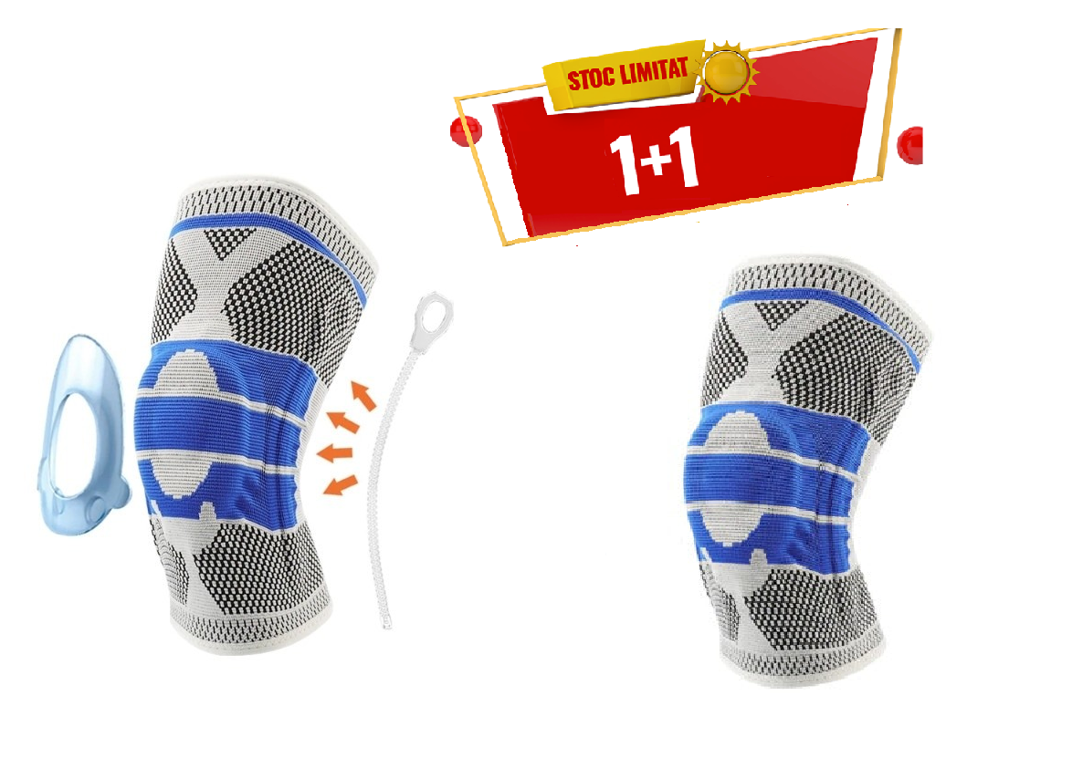 1+1 Genunchiera din Material Respirabil, Potrivita Pentru Activitati Sportive, cu Arcuri Metalice Si Pernita Silicon