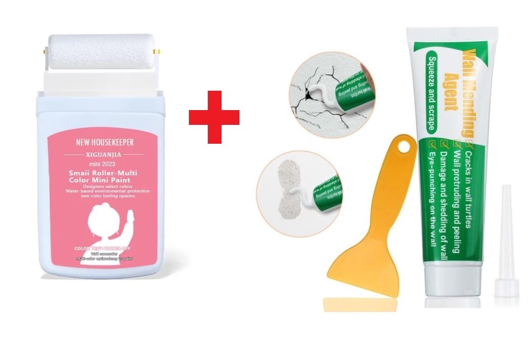 Set pasta si rola pentu reparat crapaturi, zgarieturi