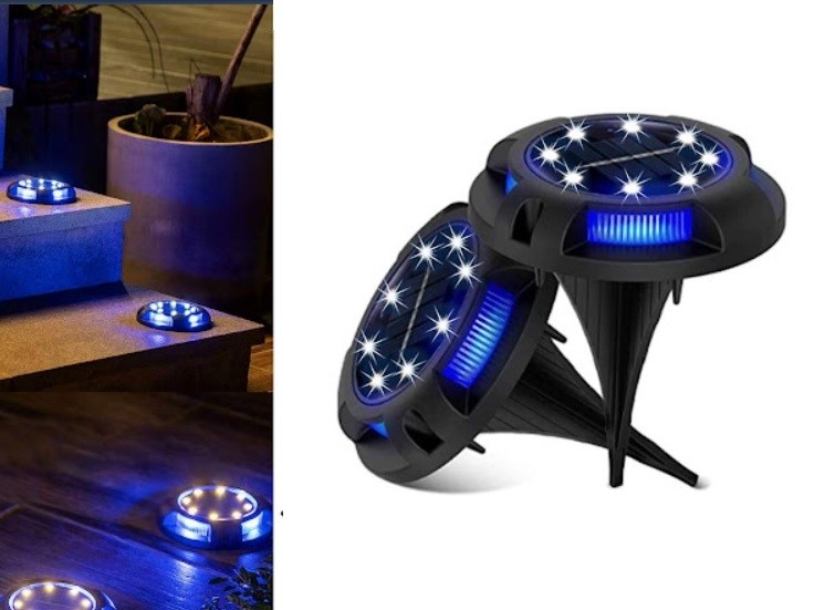 Set 2 lampi solare, picioruse detasabile si LED lateral