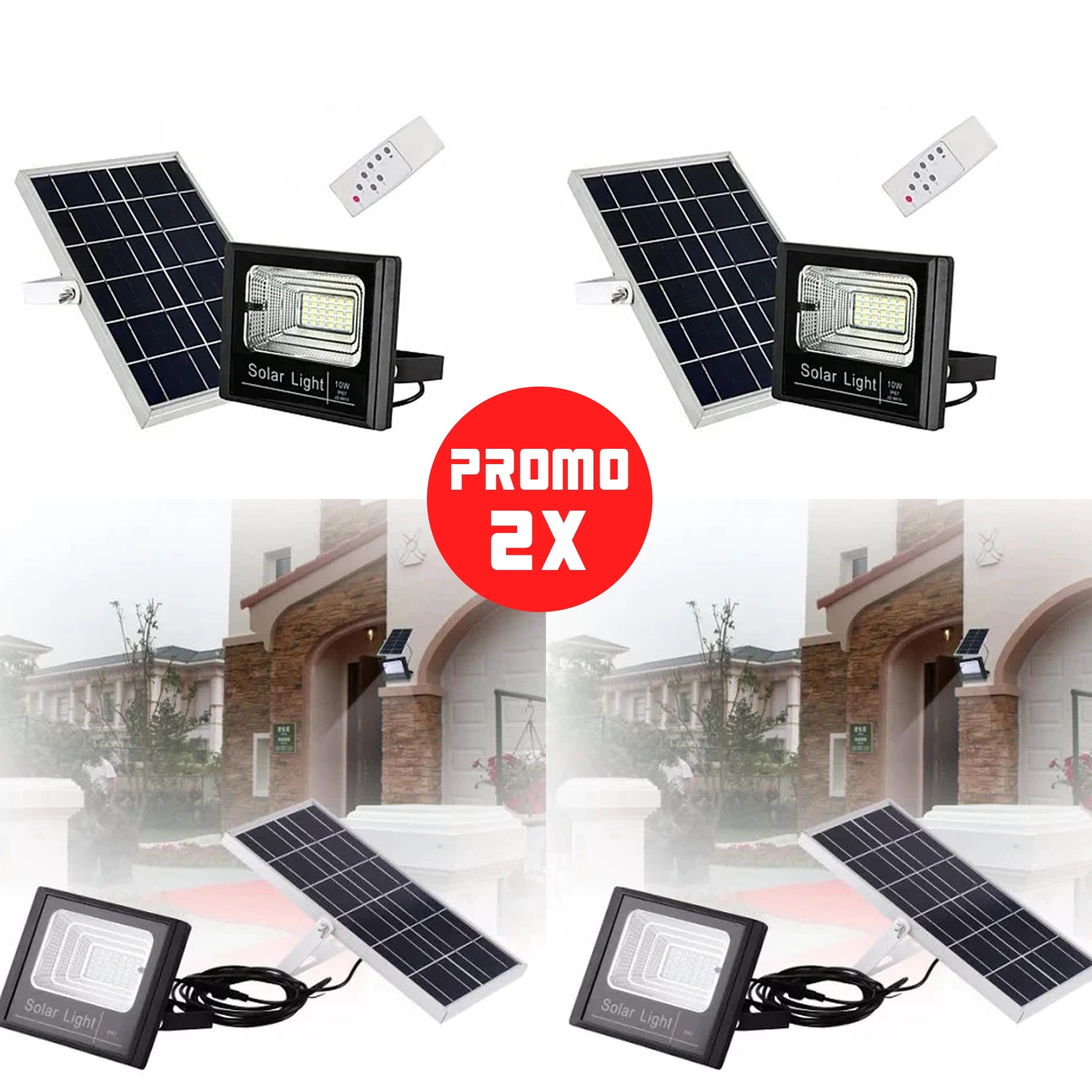 Set X2 Proiector Solar , LED SMD 10W cu Panou Solar si telecomanda