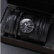 Set ceas si bratari pentru barbati, Negru