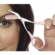 Foarfeca stilizare sprancene, cu pieptane detasabil, cu manere antialunecare, din inox si ABS