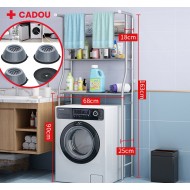 PACHET PROMO! Raft depozitare masina de spalat, 3 polite, etajera baie + SET 4 PICIORUSE ANTIDERAPANTE MASINA DE SPALAT