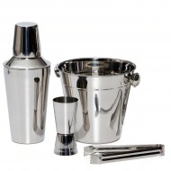 Set 4 piese frapiere si cocktail shaker din inox