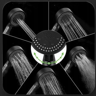 Cap de dus, 5 moduri de ajustare, Plastic ABS, Negru